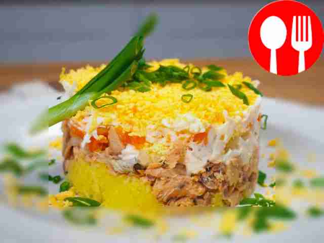 «Мимоза» с картошкой и морковью