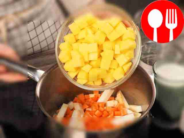 Prepare remaining vegetables. Add celery root,...