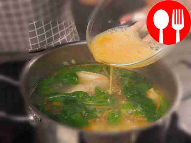 Make soup. Add frying to the broth with...