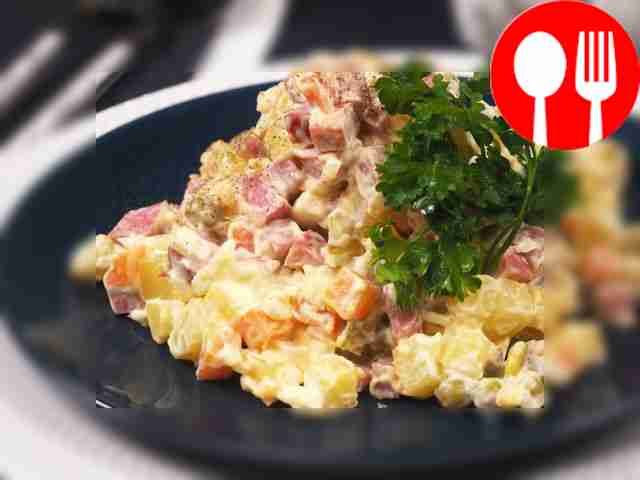 Winter salad with sausage