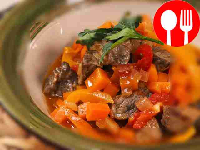 Veal stewed in a slow cooker