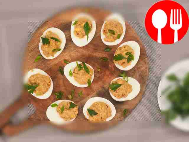 Закуска из яиц с печенью трески