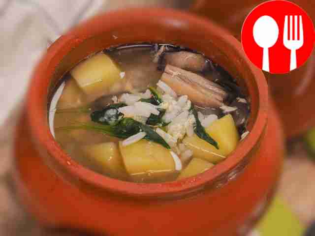 Soup with pickled mushrooms