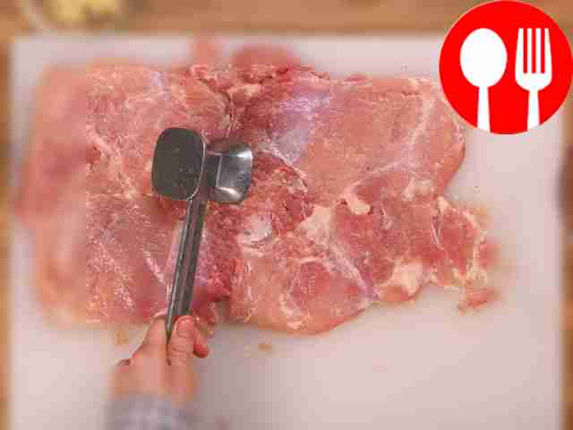 Make the meat base. Beat the meat with a...