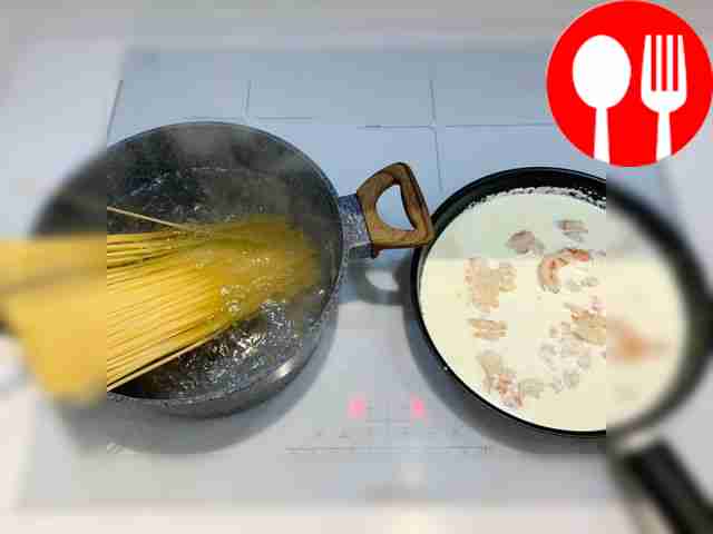 Pour the cream into the pan and, stirring,...