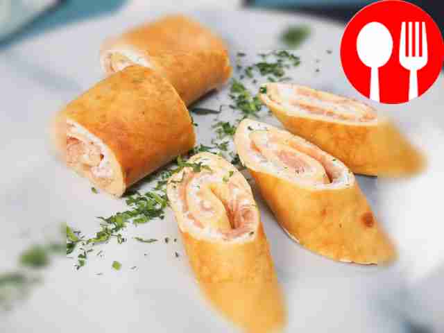 Serve the salmon roll already cut into...