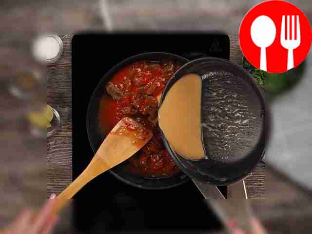 Make the gravy. To do this, add tomato paste...