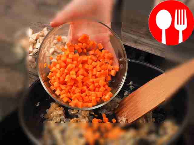 Fry the vegetables. Place the frying pan on...