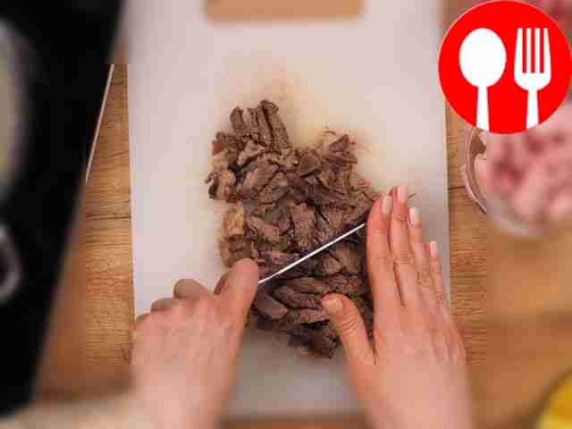 Prepare meat broth. Place a saucepan with meat...