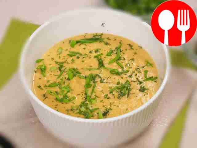 Pour the soup into a small plate and sprinkle...