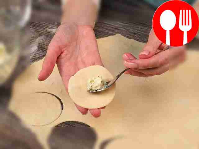 Prepare dumplings with Adyghe cheese. Roll out...