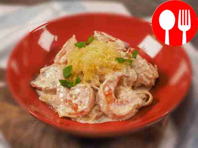 Фетучини с креветками в сливочном соусе