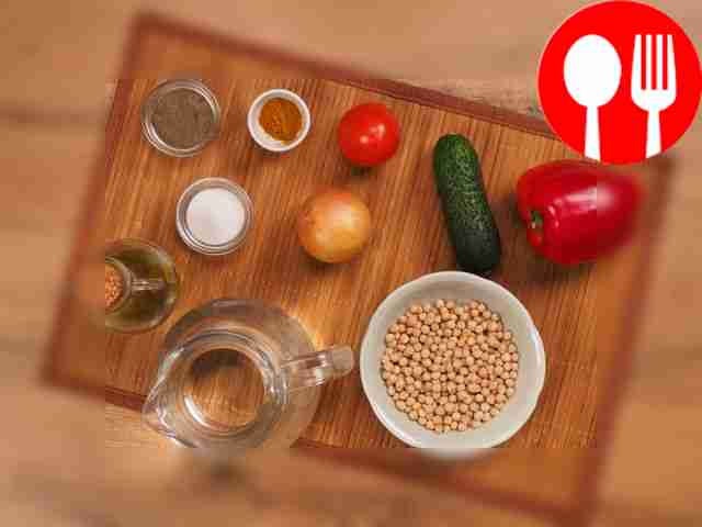 Prepare ingredients for chickpea puree. Soak...