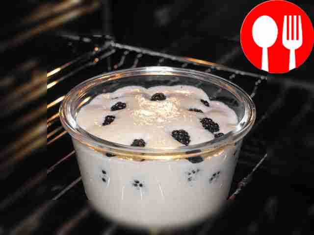 Bake a pie. Pour the batter into the pan and...