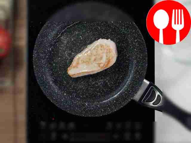 Fry the chicken fillet until cooked through...