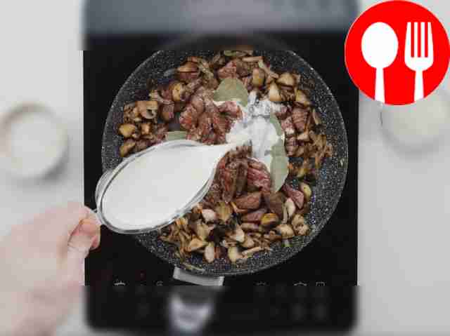 Pour cream into the pan.