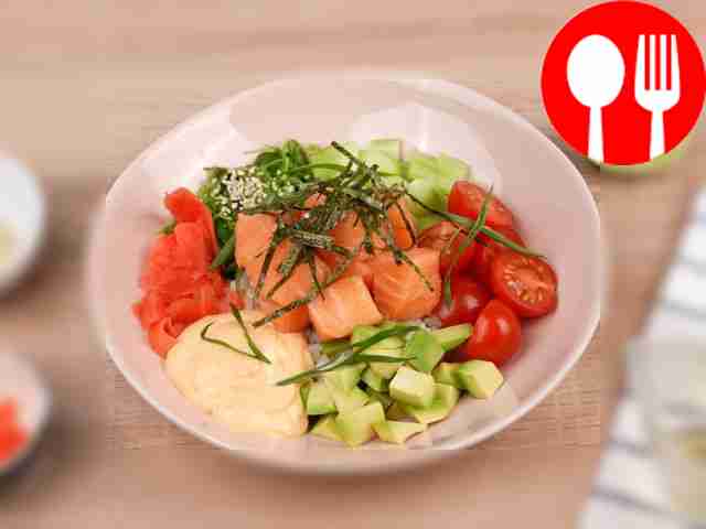 Poke with spicy salmon
