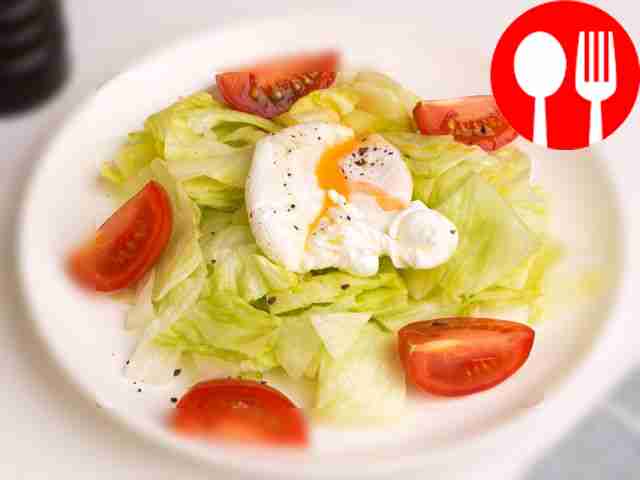 Poached egg in water