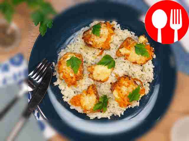 Pollock with carrots and onions in mayonnaise