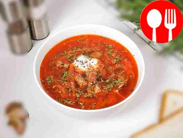 Borscht with cabbage and beef