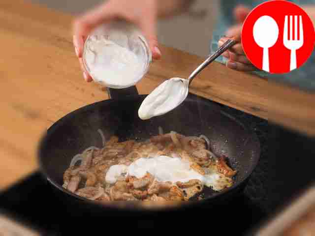 Pour in sour cream. Turn the heat to low and...