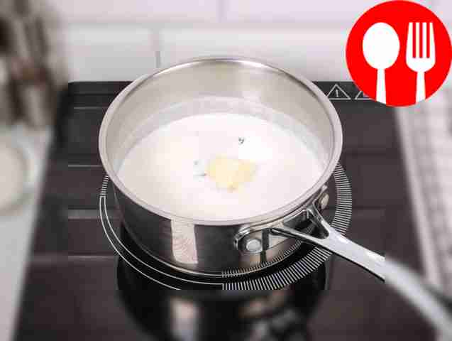 Add butter to hot milk.