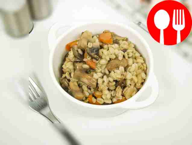 The barley is ready in the oven. Bon appetit!