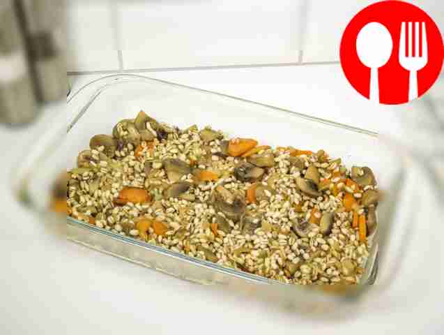 Transfer the fried vegetables, mushrooms and...