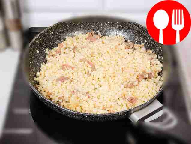 Add the prepared bulgur to the pan. Add ground...