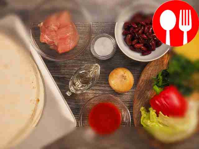 Open a can of beans. Wash the chicken fillet...