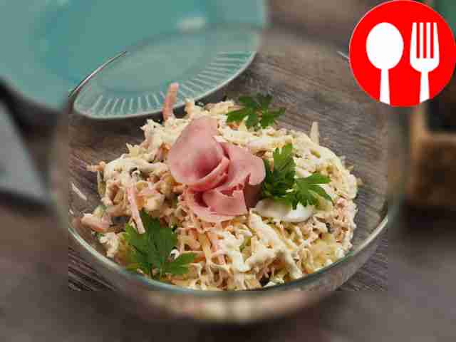 Салат с ветчиной и свежими огурцами