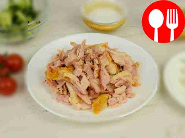 Remove skin, bones and cartilage from the leg....
