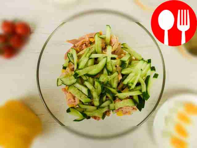 Add chicken and cucumber.