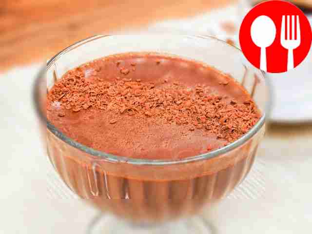 Chocolate panna cotta with raspberries