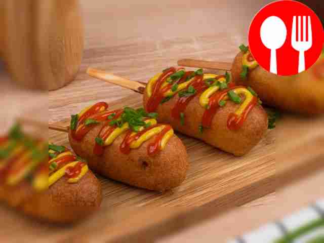 Corn dogs on a stick