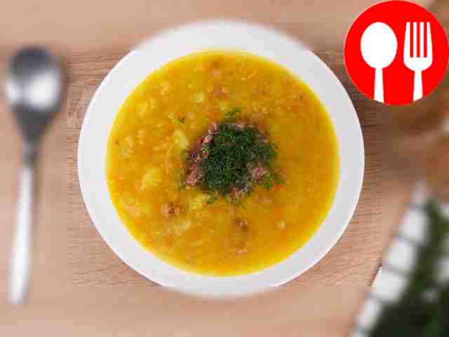 Суп с копчеными ребрышками и горохом