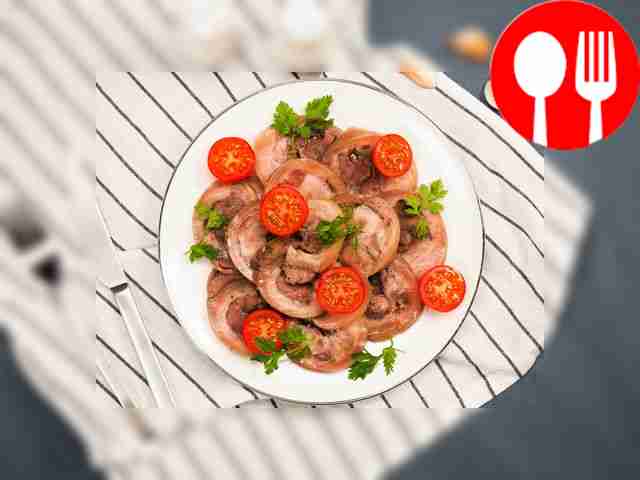 Serve the shank ham chilled with fresh...