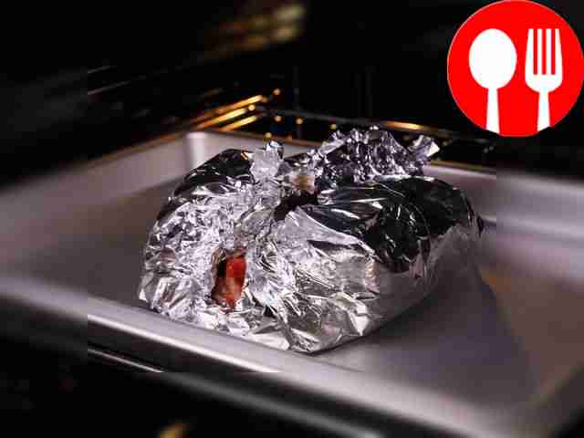 Place the meat and onions on foil, form a...