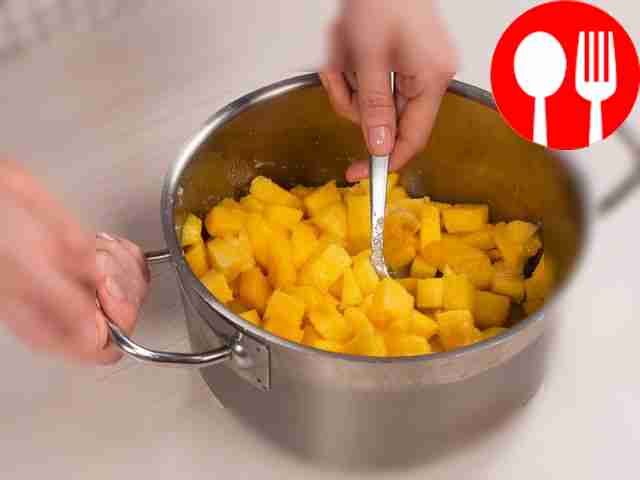 Mix the ingredients. Cut the mango pulp into...