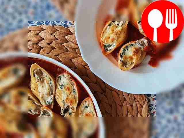 Паста конкильони со шпинатом и рикоттой