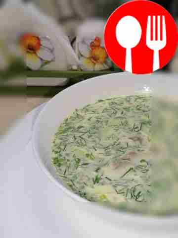 Okroshka with tongue on whey