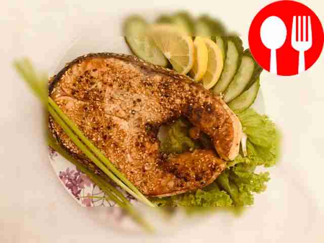 Healthy salmon steak