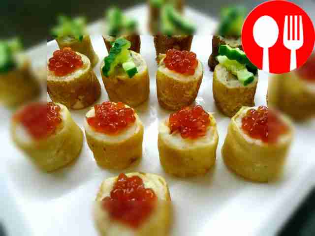 Pancakes stuffed with potatoes and fish