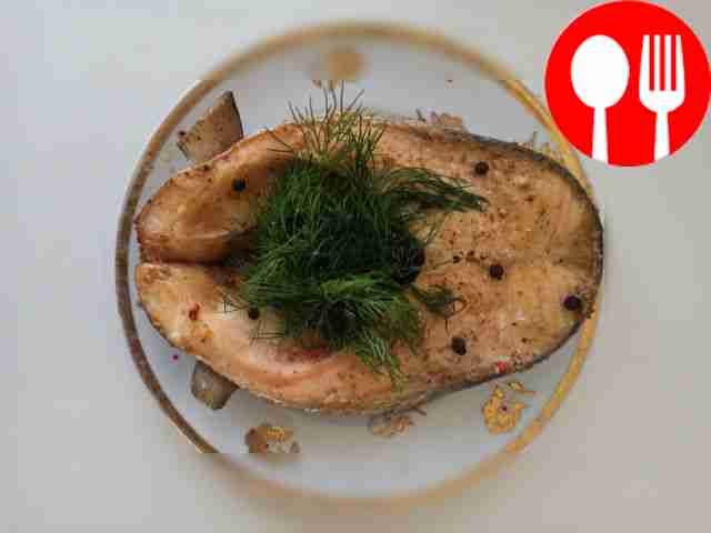 Grilled salmon steak