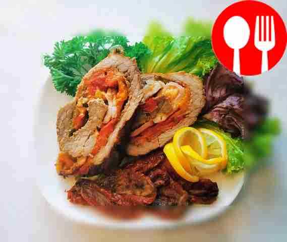 Festive pork neck roll