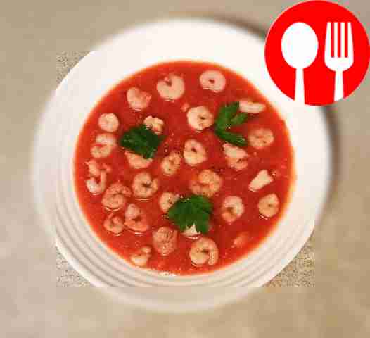 Ароматный гаспачо с креветками