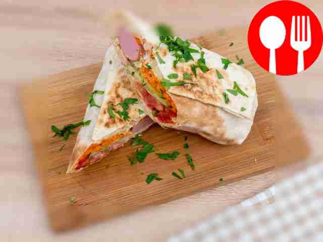 Hot dog in pita bread