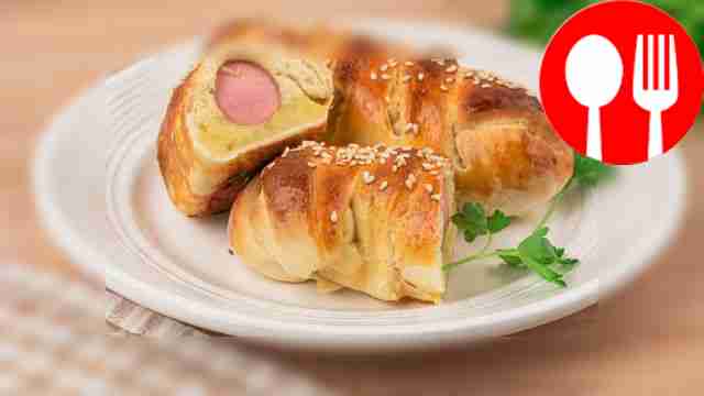 Sausage in dough with potatoes