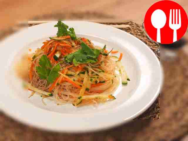 Salad with funchose, Korean carrots and paprika