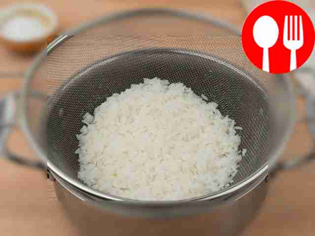 Place the cooked rice in a colander and then...